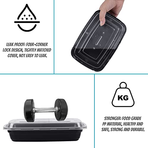Meal Prep Container, 26 Oz [50 Pack]-Single 1 Compartment Food Meal Prep Containers Reusable, Bpa Free Extra-Thick Disposable Food Storage Containers With Lids Microwave Dishwasher Freezer Safe #TOP4