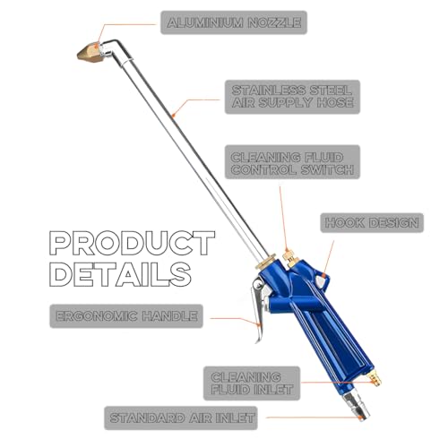 Image of Air Blow Gun Pneumatic Engine Cleaning Gun with 4Ft Hose, Aluminum Car Engine Washer Gun, Multi-Functional Pneumatic Siphon Spray Tool for Dust Cleaning Car Detailing