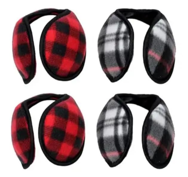 Winter Ear Muffs for Adults – Pack of 2 | Warm Fleece Ear Warmers for Men & Women | Random Colors | Cold Weather Outdoor Headband Earmuffs-image-47