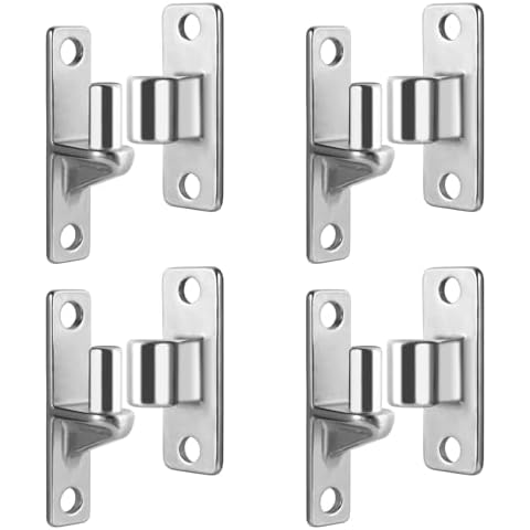 4 Pack Wall Mount Gate Hinges,Heavy Duty Gate Hinge Set Capacity Up to 600lbs, 304 Stainless Steel Gate Hinges,One Piece with Non-Welding Chain Link Fence Parts for Farm Gates and Wooden Fences Cover