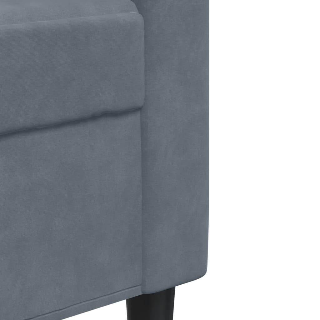 vidaXL 3-TLG. Sofagarnitur mit Kissen Dunkelgrau Samt, Sofa, Fernsehsessel, Sessel, Sofa Set, Relaxsofa, Samtsofa, Wohnzimmermöbel, Sofa gepolstert