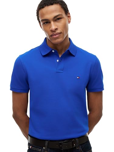 Image of Tommy Hilfiger Men's Short Sleeve Polo Shirts in Regular Fit With Stretch and Organic Pique Cotton