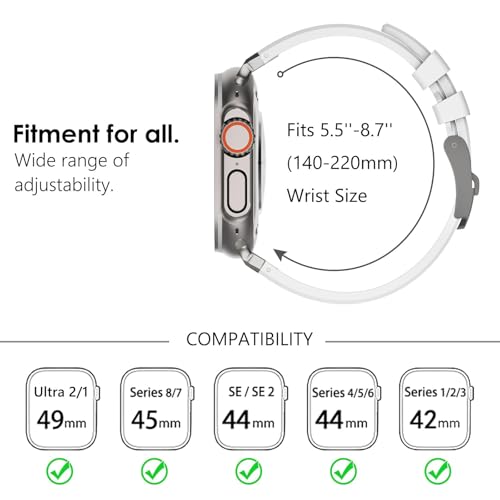 Image of WINGLE AP Luxury Bands for Apple Watch Band Ultra 3 /2 /1 Band Ultra 49mm Series 11 10 46mm 45mm 44mm 42mm SE 3 /2 /1 Series 9 8 7 6 5 4 3 2 1 Men Women, Silicone Rubber Metal Adapter Sport iWatch Bands