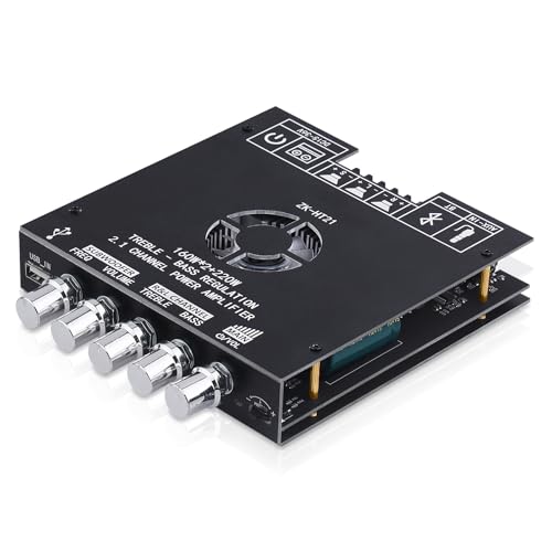 HiFi-Verstärker mit Bluetooth, ZK-HT21 2.1 Kanal 160W x 2+220W Subwoofer Stereo-Mini-Audio-Leistungsverstärker-Empfänger Modul mit BT/USB/AUX Eingang, TDA7498E Chips, DC 15-36V