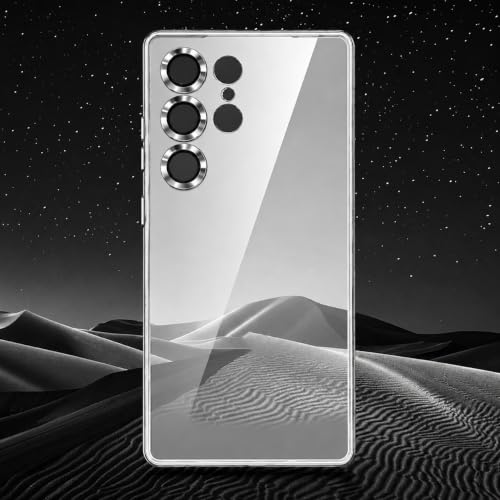 Image of VONZEE Clear Logo Electroplating Transparent Case for Samsung S25 Ultra 5G, Magnetic Plating Electroplate TPU Cover, Individual Camera Protection for Each Lens - Silver