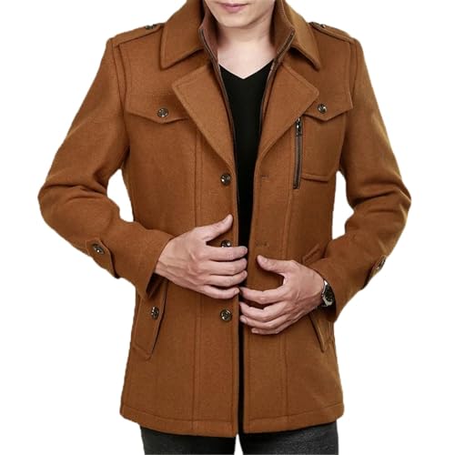 Trench coréen d'hiver en laine homme chic kaki9 de mi-saison