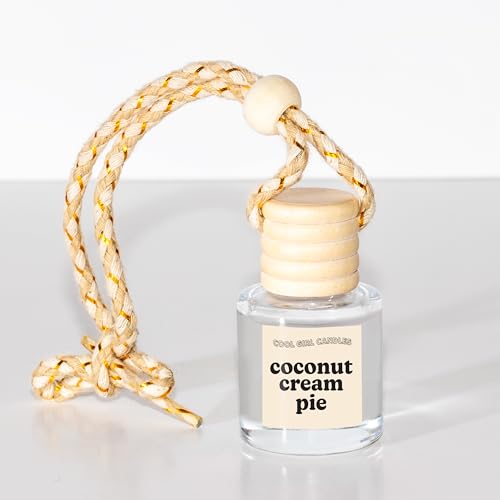 Image of COOLGIRLCANDLES Coconut Cream Pie Car Hanging Fragrance Oil Air Freshener for Essential Oils, Long Lasting Automobile Diffuser Bottle