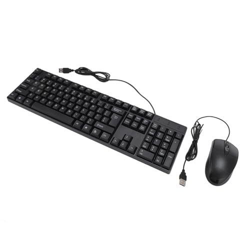 RASTKY Combo de Teclado y Ratón con Cable USB, Teclado de Agarre Cómodo de 104 Teclas, Teclas Multimedia de Control Rápido, para Profesionales de Negocios de Juegos
