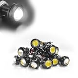 YTFRL 10 PCS 18mm Eagle Eye LED Lights, 12V Ultra Thin Car Daytime Running Backup Lights, Waterproof Small LED Fog Bulb Reverse Tail Rock Lamp for Cars Trucks Motorcycles (White)