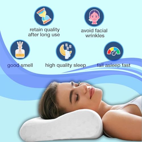 Image of Anti snoring Cervical Pillow for Neck Pain | 2 Years Warranty | for Spondylitis Neck & Shoulder Pain, Orthopedic Memory Foam Pillow for Sleeping, Regular Size - White - Pack of 2