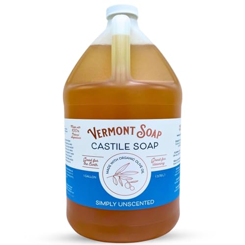 VERMONT SOAP Castile Soap Unscented, Liquid Soap, Natural Body Wash,
