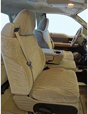 Durafit Seat Covers Made to fit F150 XLT Front and Back Seat Set. Front 40/20/40 Split Seat with Integrated Seatbelts. Rear 60/40 Split Seat Covers in Tan Velour