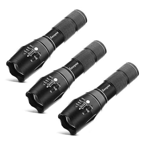 Souyos Military Grade Flashlight 2000 Lumen 5 Modes Water Resistant LED Flash Light (3-Pack) Cover
