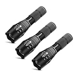 最安！Souyos Tactical Flashlight,5 Light Mode Led 2000 Lumen Flashlight with Adjustable Focus for Camping,Running,Hiking,Emergency(3 Pack)
