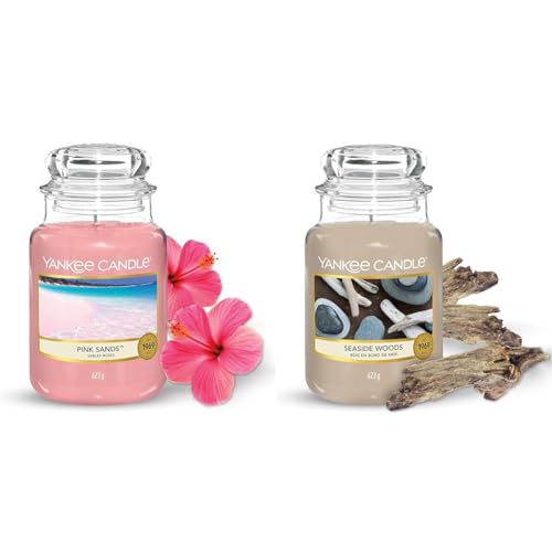 Yankee Candle Duftkerze im Glas (Große Kerze im Glas) | Pink Sands & Seaside Woods | Brenndauer bis zu 150 Stunden | Zitrusfrüchte, Blumen, Vanille &