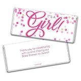 Pink It's a Girl Baby Shower Wrappers for Chocolate Bars, Gender Reveal Party Favors, DIY Party Deco