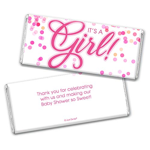 Pink It's A Girl Baby Shower Wrappers For Chocolate Bars, Gender Reveal Party Favors, Diy Party Decorations (24 Pack) #TOP20