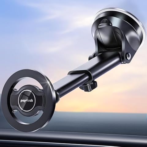 pop-tech for Magsafe Car Mount,[Dashboard Windshield] Ultra Magnetic Phone Holder for Car, Magnet Suction Cup Phone Mount for Magsafe Case iPhone 16 Pro Max 15 14 13 12 Plus, Smartphones Cover
