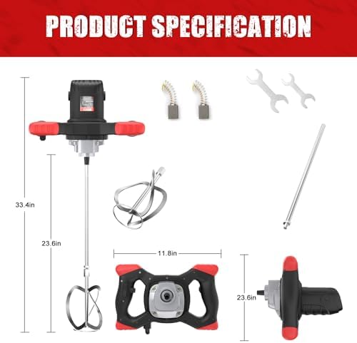 Bild 5 - IMAYCC 2100W Rührwerk Mörtelrührer Elektrischer Beton Mischer Mörtelmischer M14 6 Geschwindigkeits Rührer Elektrisch Beton Farb und Mörtelrührer Handrührgerät Beton Für Bitumen Zementschlam (Schwarz)