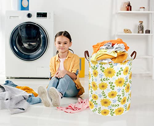 Image of Essme Baby Girls Laundry Hamper, Baby Storage Basket for Girls Sunflower Bedroom Decor, Nursery Hamper,Yellow Hamper，Gift Baskets,Home Organizer(Sunflower)