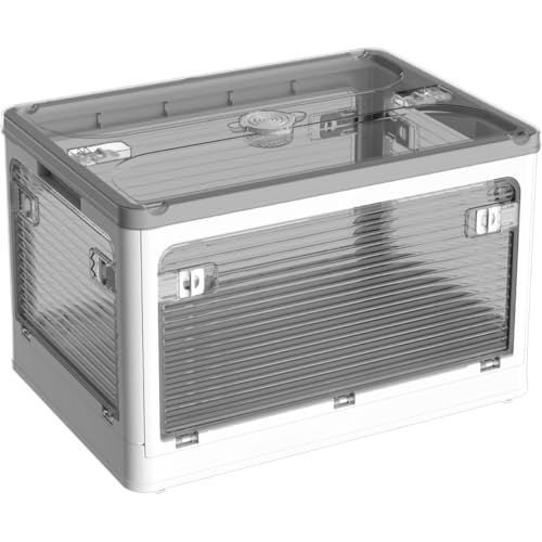 Wyazziv蓋付き積み重ね収納ケース 全方向取出し可能 大型プラスチックコンテナ キャスター付き 衣類・布団・小物収納用 折り畳み設計 おしゃれ半透明 組立簡単 防塵防カビ防湿 無臭 強耐荷重大容量 家庭・車用に適 複数サイズ各種カラー選択可 (ホワイト