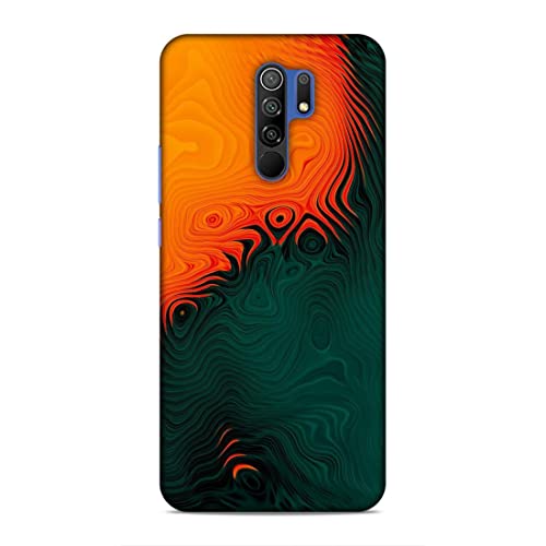 Image of Printed Mobile Back Hard Case Cover for Xiaomi Redmi 9 Prime /Xiaomi Poco M2 | Orange, Green, Wave, Cool Theme-2188