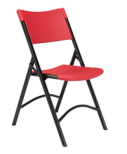 National Public Seating 600 Series Steel Frame Blow Molded Resin Plastic Seat And Back Folding Chair With Double Brace, 300 Lbs Capacity, Red/Black (Carton Of 4) #TOP17