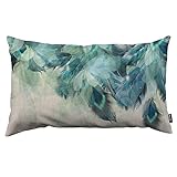 TKS MITLAN Peacock Feather Throw Pillow Case Cushion Cover Watercolor Gradient Blue Soft Halo Beautiful Colors Green Leaves Linen Couch Bed Sofa Car Waist Cushion Cover 12 x 20 inch