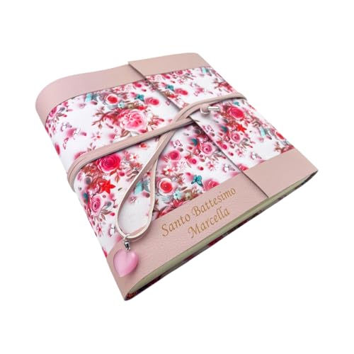 Album fotografico-Double Garden-in tessuto stamp.3D anche all'interno,con fasce in ecopelle LUX personalizzabile.Classico velina Matrimonio Regalo Wedding Anniversario Nozze Argento Oro Laurea Mamma