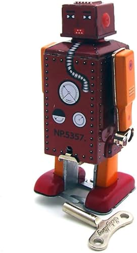 ARCAWA Juguete retro MS651 con dientes de acero, juguete de estaño de metal para caminar, robot, vintage, coleccionable, regalo para niños (marrón)