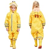 SSAWcasa Toddler Rain Suit, Kids Muddy Play Buddies Waterproof One Piece Hoodie Rain Jacket Coat Poncho Gear Coverall Baby Girl Boy