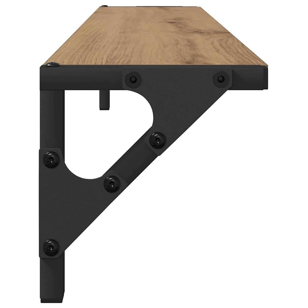 Wandregal Set Artisan Eiche 80x15x15,5 cm, schwebendes Regal mit Metallrahmen, Modernes Holzwerkstoff Design für Schlafzimmer Büro Küche als Bücherregal Gewürzregal Dekoboard