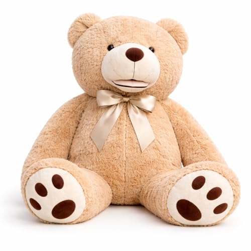 MKS Oso de peluche XXL de 160 cm con funda lavable y cremallera – Oso de peluche gigante grande de poliéster suave, XXL para decoración y regalo, gran oso de peluche para el hogar.