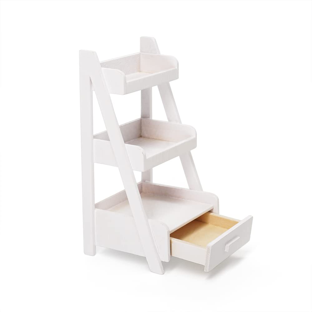 Odoria 1/12 Scale Dolls House Miniature Plant Shelf Dollhouse Furniture Accessories, White