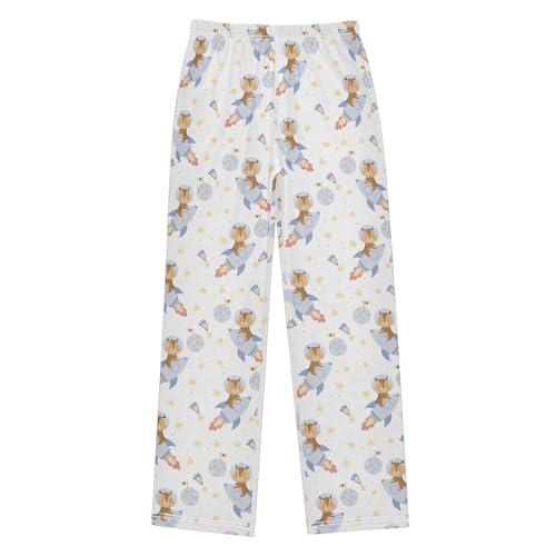 ZZXXB Squirrel with Rocket Boys Long Pants Soft Trousers Elastic Waist Kids Lounge Bottoms with Pockets S-XL