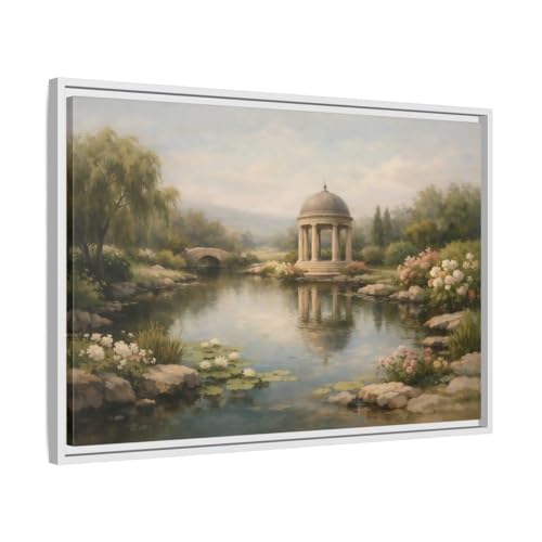 Nature Garden Gazebo Peaceful - Framed Canvas Wall Art Print