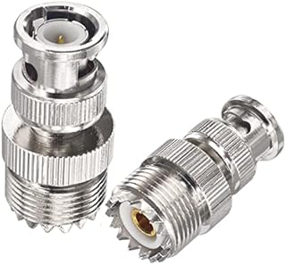 BOOBRIE BNC to UHF Coax Connector BNC Male to UHF SO239 Female Coaxial Connector SO-239 to BNC Coax Adapter Low Loss Ham Radio for PL259 Antenna Wireless LAN Device Coaxial Cable Wi-Fi Radio Pack of 2