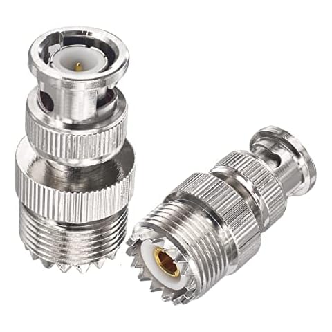 BOOBRIE BNC to UHF Coax Connector BNC Male to UHF SO239 Female Coaxial Connector SO-239 to BNC Coax Adapter Low Loss Ham Radio for PL259 Antenna Wireless LAN Device Coaxial Cable Wi-Fi Radio Pack of 2 Cover