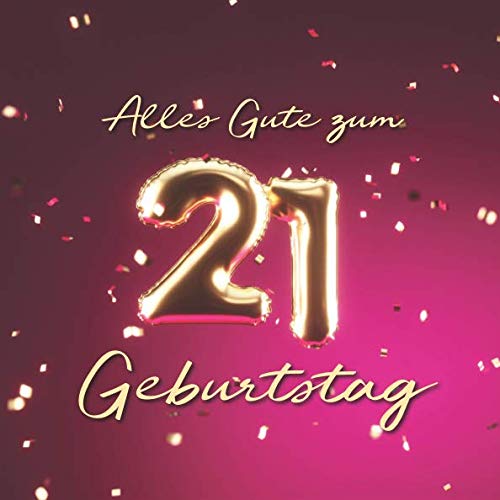 WHITE COTTON CARDS Gästebuch Zum 21. Geburtstag – Mit Glitzer, Strass & Geschenkbox (Weiß, 19.5x21.5x1.5 Cm)