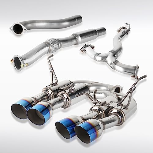 AUTOZENSATION Compatible with 2015-22022 Subaru WRX/STI Models Only, 4" Quad Burnt Tips Catback Muffler Exhaust System