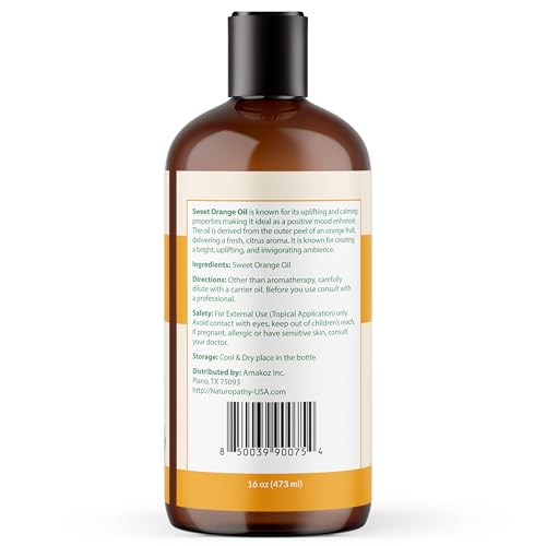 Naturopathy Sweet Orange Essential Oil Therapeutic Grade Premium Quality Oil - Huge 16 fl. Oz - Perfect for Aromatherapy and Relaxation