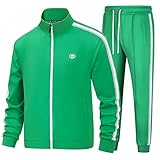 BASICDOT Track Suits Mens 2 Piece Tracksuits Full Zip Sweatsuit Jogging Suit for Men Sweat Suit Green JW-3609-3XL