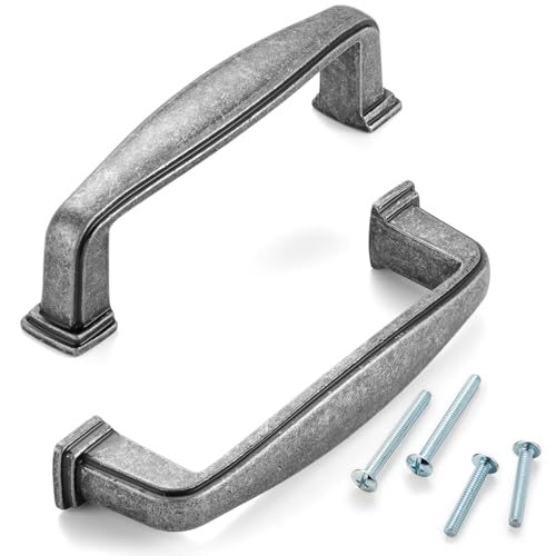 ASKANO 3 Inch Hole Centers, Antique Iron Stepped Kitchen Cabinet Pull Vintage Handle ZP2402 | Pack of 10, Solid Retro Hardware for Drawer, Dresser, Bathroom, Vanity, Furniture Door, Cupboard, 3" - Image 3