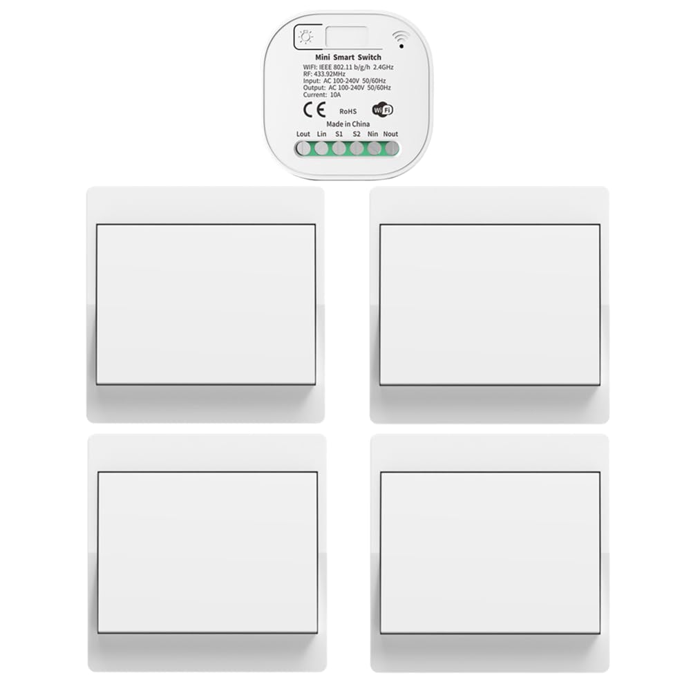 Cerhot tuya wifi switch no batteries wireless switch set with remote control in wireless light switch on off switch remote light switch wireless (EU 2Gang 2V2