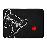 Paillassons tapis de bain tapis de porte extérieur / intérieur amour chien race mignon animal de compagnie bouledogue français noir boxeur croquis adulte salle de bain décor tapis tapis de bain