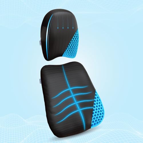 Image of The Sleep Company Ortho Spine Protector Combo Back Support Cushion + Neck Pillow for Car & Driving | Lumbar & Cervical Pain Relief, Posture Support | Ergonomic Smartgrid Cushions,Black
