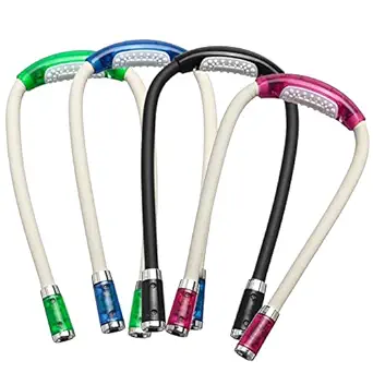 ZALHIN Reading Light LED Neck Night Light Flexible Knitting Crocheting Book Light Handsfree Reading Lamp Indoor Lighting 4 Colors Battery Operated (Color : Pink)