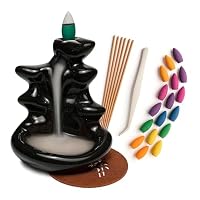 Bruciatore di incenso, Bruciatore di incenso a cascata a riflusso, Porta cono di incenso in ceramica fatto a mano Fontana di fumo, per decorazioni per la casa Ufficio Yoga Meditazione Aromaterapia O