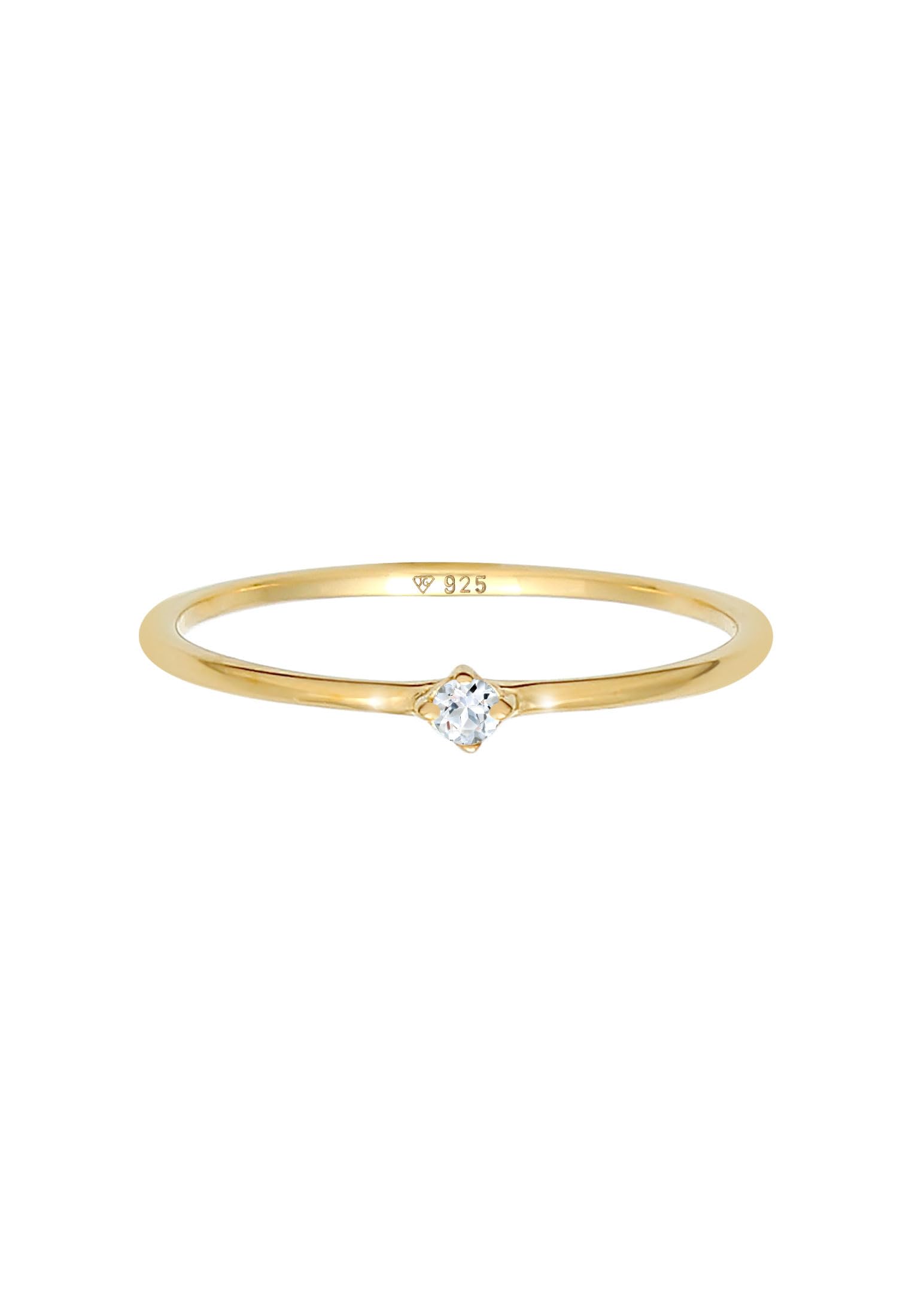 Elli Ring Damen 925 Silber Vergoldet Solitär mit Topas Edelstein