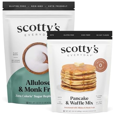 Keto Pancake & Waffle Zero Carb Mix 9.8oz and Allulose & Monk Fruit Zero Calorie Sugar Replacement 2lb Bundle Cover
